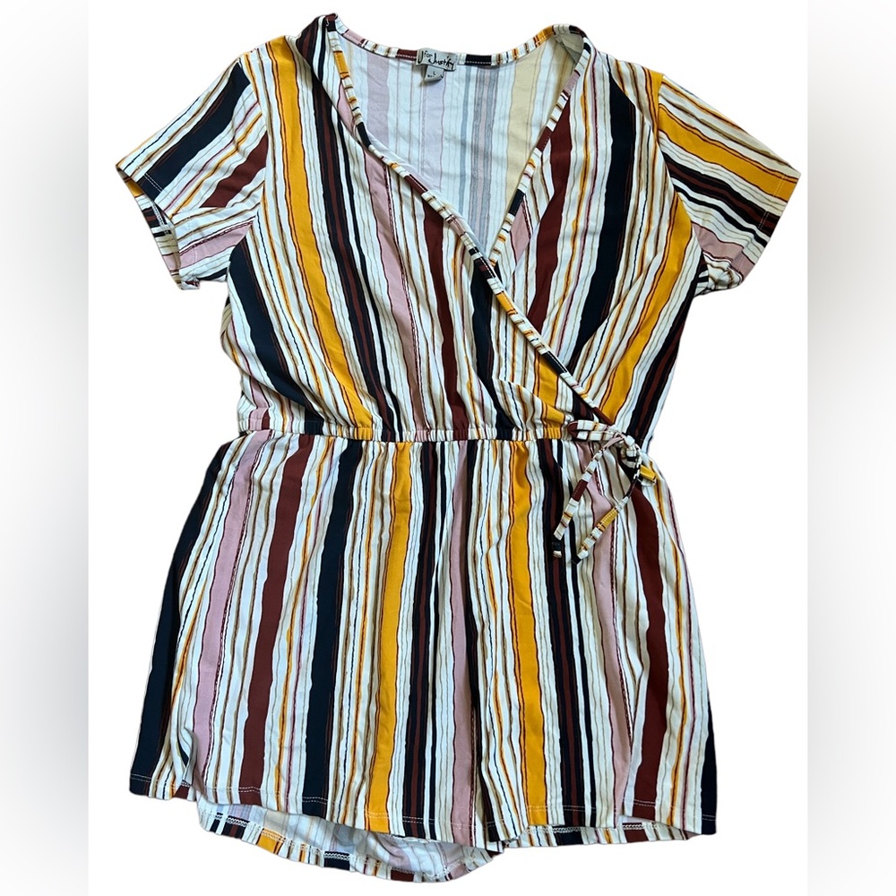 🖤 J is For Justify striped colorful V-Neck jumpsuit shorts